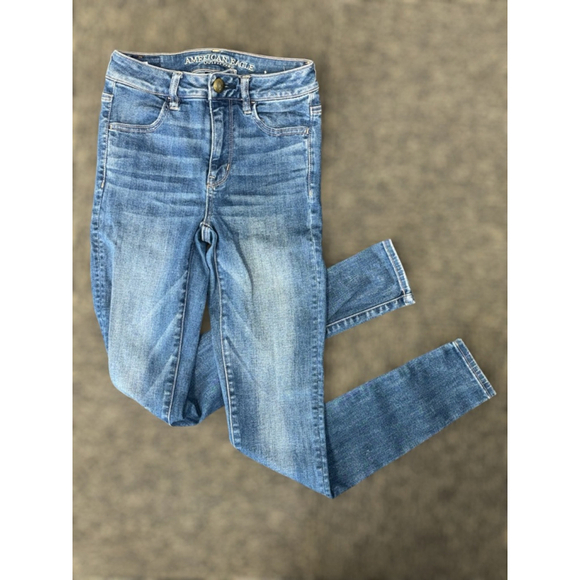 American Eagle Outfitters Womens Sz 0 Stretch Distressed High Rise Jegging Jeans - Picture 5 of 14
